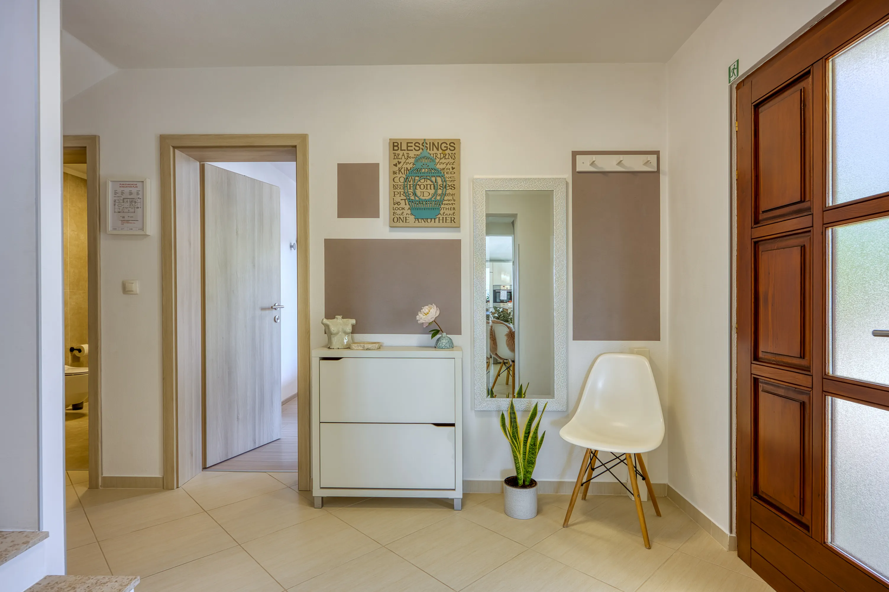 Hallway connecting the interior spaces