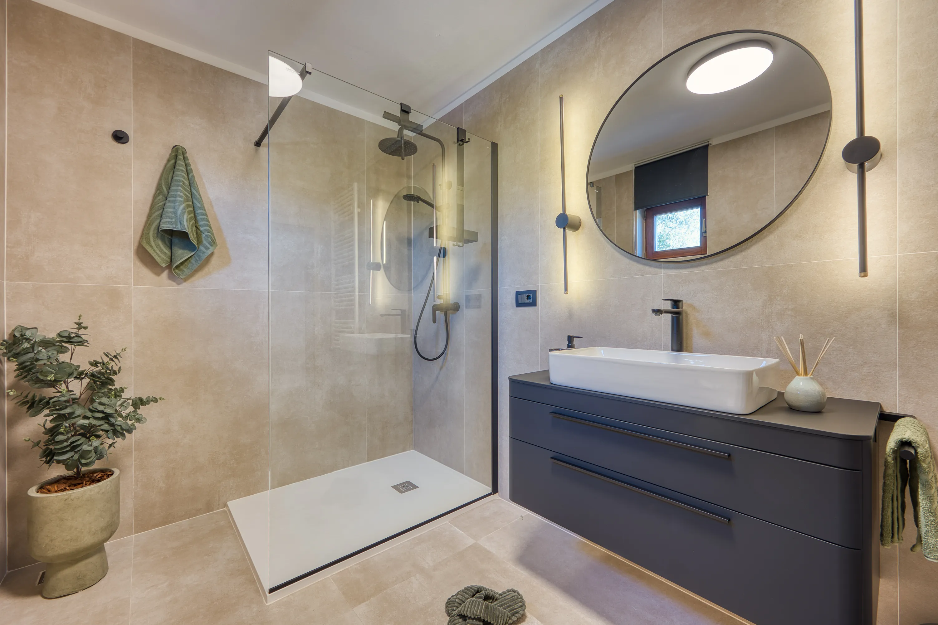 Bright bathroom with modern fittings